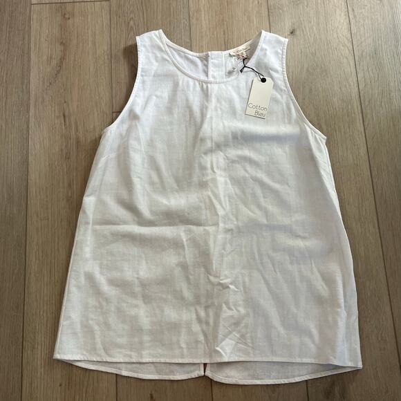Cotton Bleu Tops - Cotton Bleu Women’s White Sleeveless Linen Blend Blouse Sz L